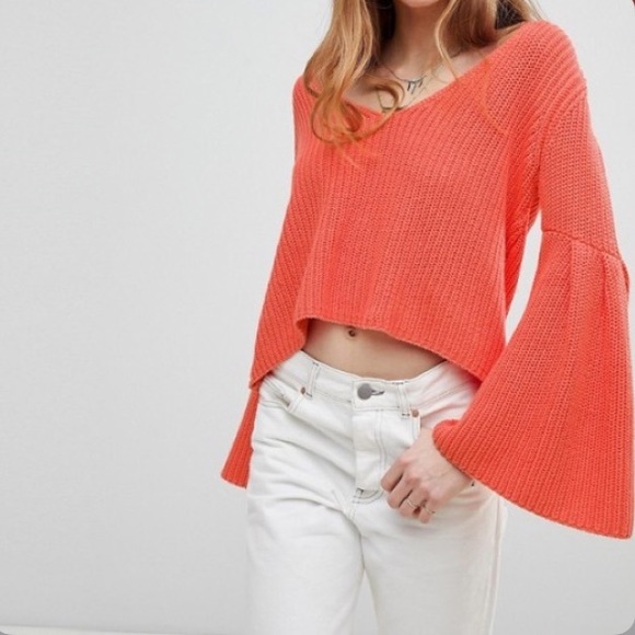 Free People Damsel flared sleeve knit crop sweater